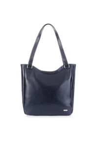 Skórzana torebka damska granatowa PAOLO PERUZZI Z-09-NAVY. Kolor: niebieski. Materiał: skórzane #1