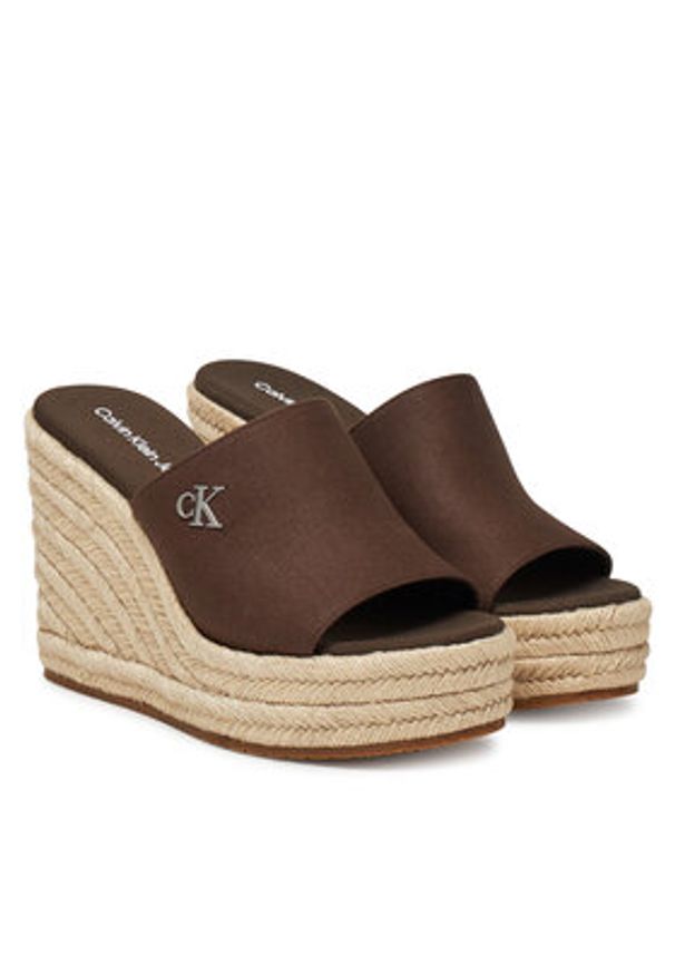 Calvin Klein Klapki Wedge Rope Slide Mg YW0YW01699 Brązowy. Kolor: brązowy. Materiał: materiał