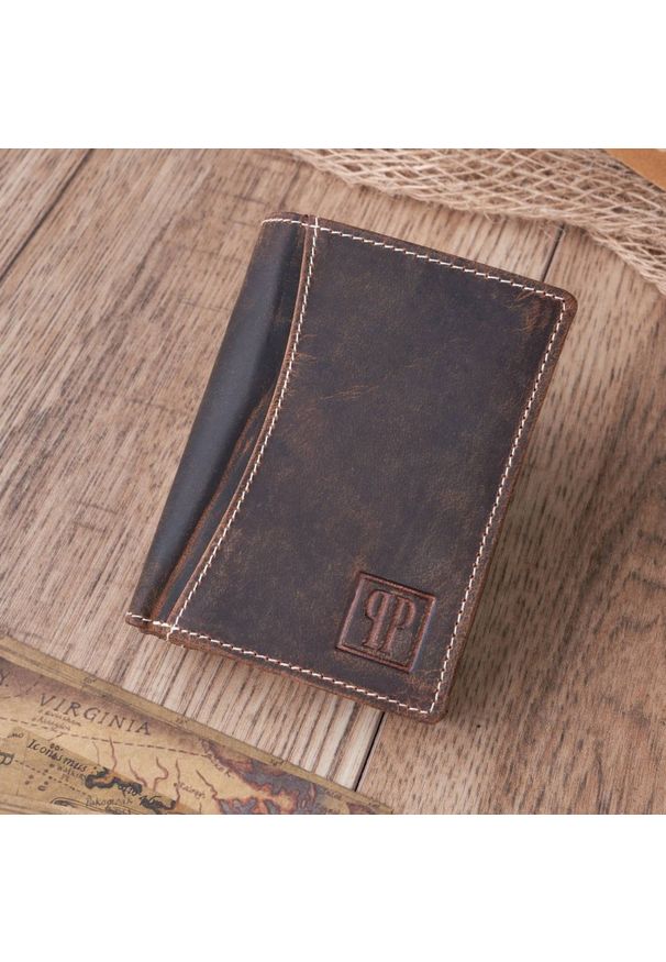 Portfel męski brązowy PAOLO PERUZZI T-13-BR. Kolor: brązowy. Materiał: skóra