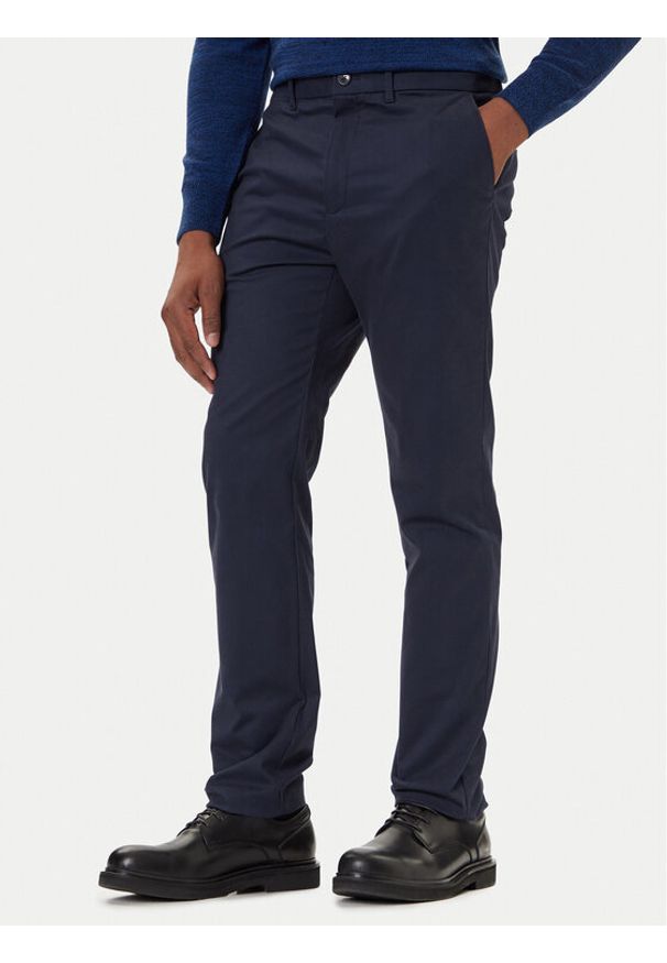 Calvin Klein Chinosy LV04LD613G Granatowy Slim Fit. Kolor: niebieski. Materiał: bawełna