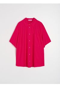 Sinsay - Koszula z domieszką lnu - różowy. Kolor: różowy. Materiał: len