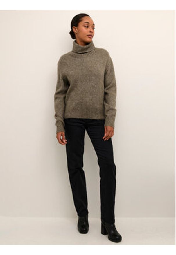 Kaffe Sweter Kaalioma Rollneck 10506946 Beżowy Loose Fit. Kolor: beżowy. Materiał: syntetyk