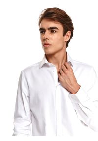 TOP SECRET - Elegancka koszula ze strukturalnej dzianiny. Kolor: biały. Materiał: dzianina. Długość rękawa: długi rękaw. Długość: długie. Styl: elegancki #6