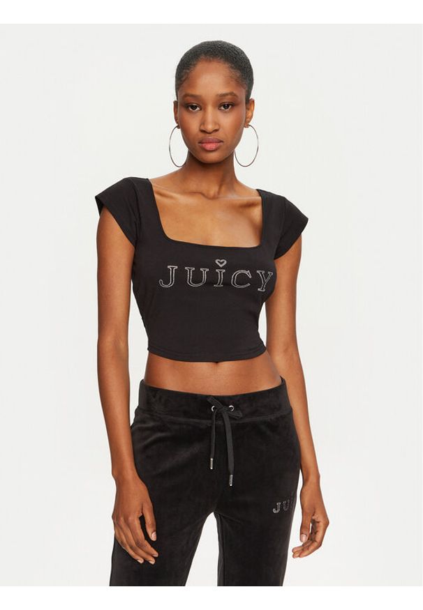 Juicy Couture Bluzka Regal JCBCT224831 Czarny Slim Fit. Kolor: czarny. Materiał: bawełna