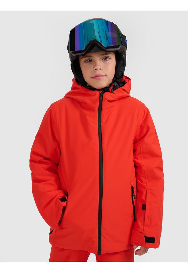 4f - 4F Kurtka narciarska membrana 5000 chłopięca - czerwona 146 (10-11 lat). Kolor: czerwony. Materiał: materiał, poliester. Wzór: gładki. Sezon: lato