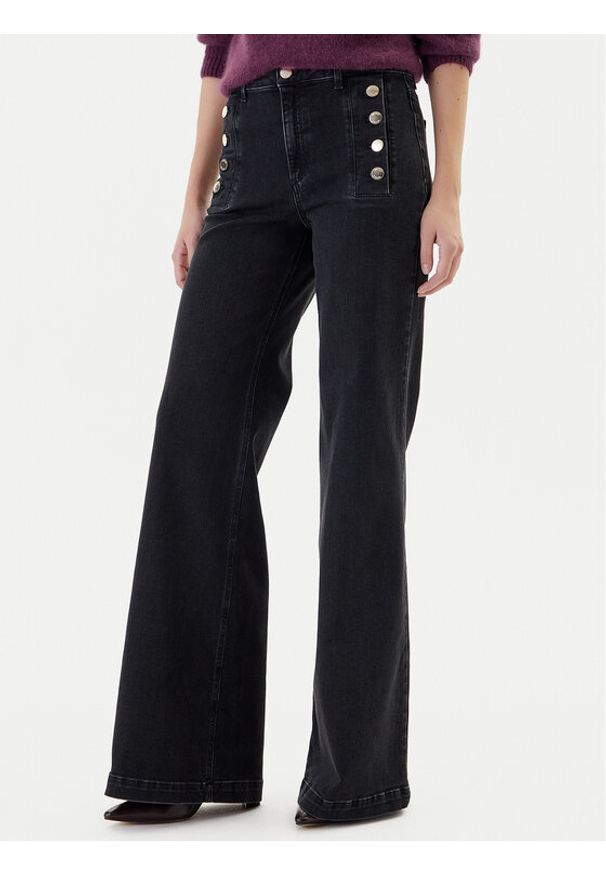 ViCOLO Jeansy DF5078 Czarny Wide Leg. Kolor: czarny
