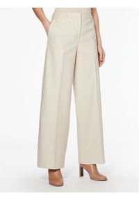 Calvin Klein Spodnie materiałowe K20K205226 Beżowy Wide Leg. Kolor: beżowy. Materiał: bawełna, len, materiał