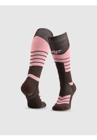 4f - 4F Skarpety narciarskie damskie - brązowe 35-38. Kolor: brązowy. Wzór: prążki. Sport: narciarstwo #1