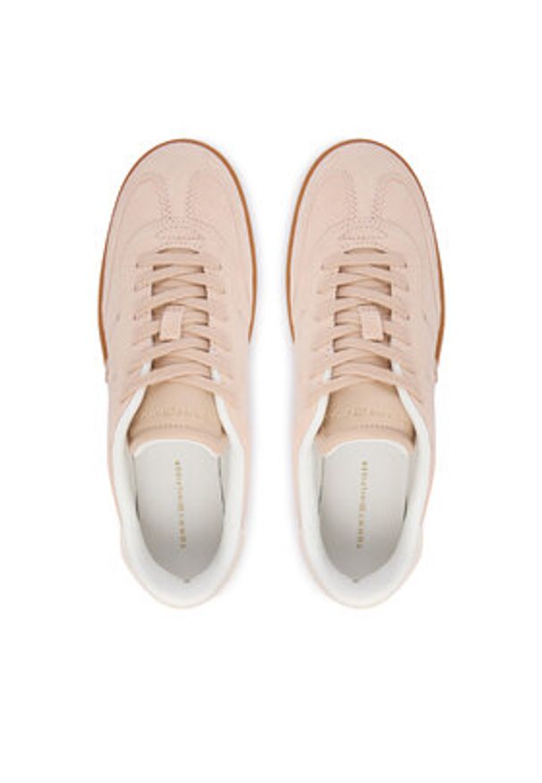 TOMMY HILFIGER - Tommy Hilfiger Sneakersy Th Monogram Plaque Suede Trainers FW0FW09180 Różowy. Kolor: różowy. Materiał: zamsz, skóra
