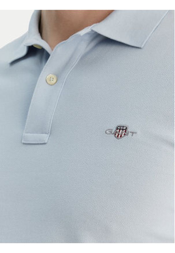 GANT - Gant Polo Shield 2220 Niebieski Slim Fit. Typ kołnierza: polo. Kolor: niebieski. Materiał: bawełna