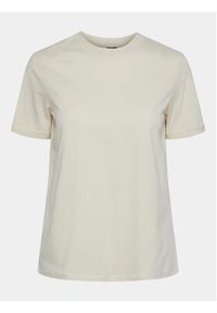 Pieces T-Shirt Ria 17086970 Beżowy Regular Fit. Kolor: beżowy. Materiał: bawełna