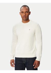 Tommy Jeans Sweter Essential DM0DM22853 Biały Slim Fit. Kolor: biały. Materiał: bawełna #1