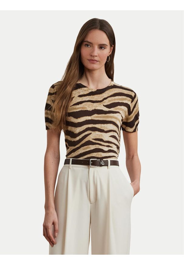 Lauren Ralph Lauren - LAUREN RALPH LAUREN Bluzka 200971372001 Beżowy Regular Fit. Kolor: beżowy. Materiał: bawełna