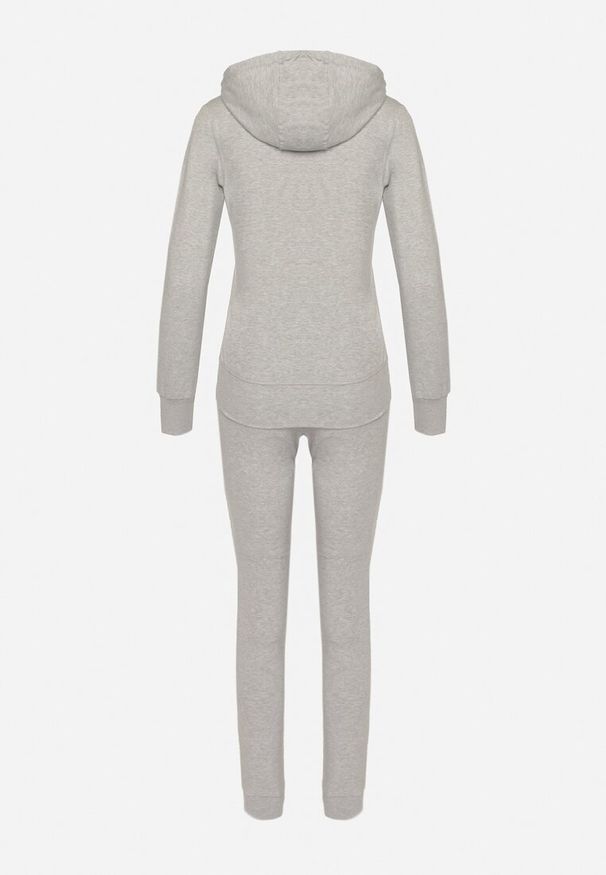 Born2be - Szary Komplet Dresowy z Zasuwaną Bluzą i Joggerami Bregida. Kolor: szary. Materiał: dresówka