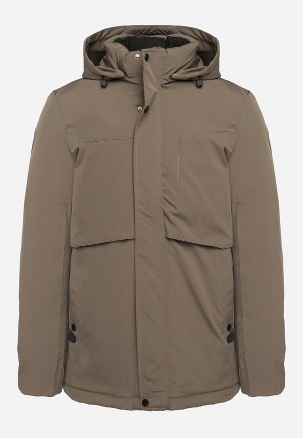 Born2be - Ciemnozielona Kurtka z Odpinanym Kapturem i Wsuwanymi Kieszeniami Inamara. Okazja: na co dzień. Kolor: zielony. Długość rękawa: długi rękaw. Długość: długie. Styl: casual, elegancki