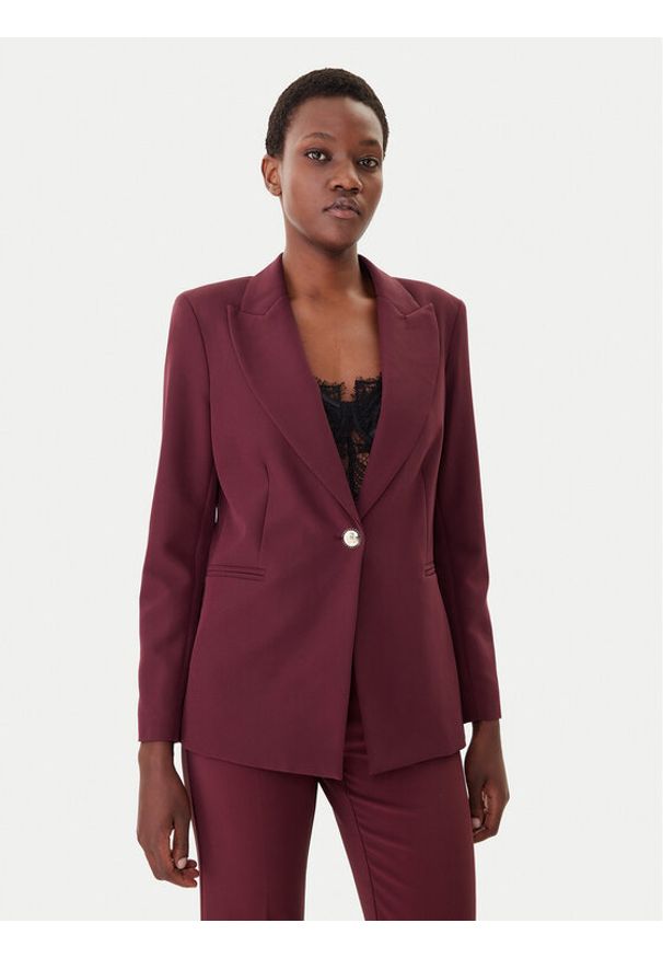Maryley Marynarka 25IB187/M06/43BU Bordowy Regular Fit. Kolor: czerwony. Materiał: syntetyk