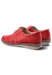 Półbuty damskie Wasak, skóra licowa naturalna ze sznurowaniem i elastyczną gumką na płaskiej podeszwie, czerwone, 537. Okazja: na co dzień. Kolor: czerwony. Materiał: skóra. Obcas: na płaskiej podeszwie. Styl: casual, klasyczny #4