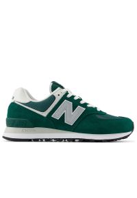 Buty New Balance U574ESG - zielone. Okazja: na co dzień. Kolor: zielony. Materiał: dresówka, guma, zamsz. Szerokość cholewki: normalna. Model: New Balance 574