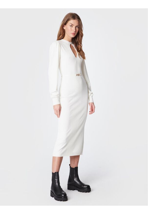 TwinSet - Sukienka dzianinowa TWINSET. Kolor: biały. Materiał: dzianina, syntetyk