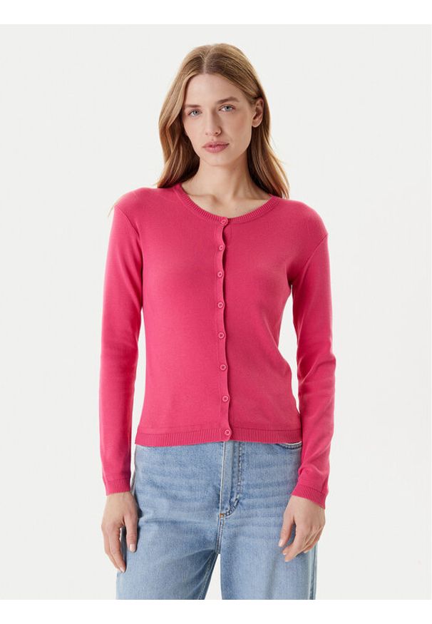 United Colors of Benetton - United Colors Of Benetton Kardigan 1091D5558 Różowy Regular Fit. Kolor: różowy. Materiał: bawełna