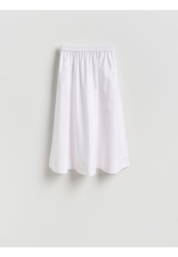 Reserved - Bawełniana spódnica midi - biały. Kolor: biały. Materiał: bawełna