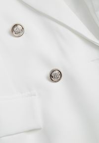 Born2be - Biała Marynarka Dwurzędowa z Biżuteryjnymi Guzikami Teudosia. Okazja: na co dzień. Kolor: biały. Materiał: jeans. Wzór: aplikacja. Styl: casual, klasyczny, elegancki #6