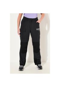ULLA POPKEN - Damskie Hybrydowe spodnie trekkingowe HYPRAR odblaski pasek na rzep. Kolekcja: plus size. Kolor: czarny. Materiał: materiał, poliester, bawełna. Długość: długie