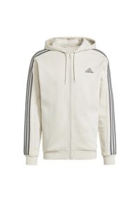 Adidas - Bluza z kapturem Essentials Fleece 3-Stripes Full-Zip. Typ kołnierza: kaptur. Kolor: szary