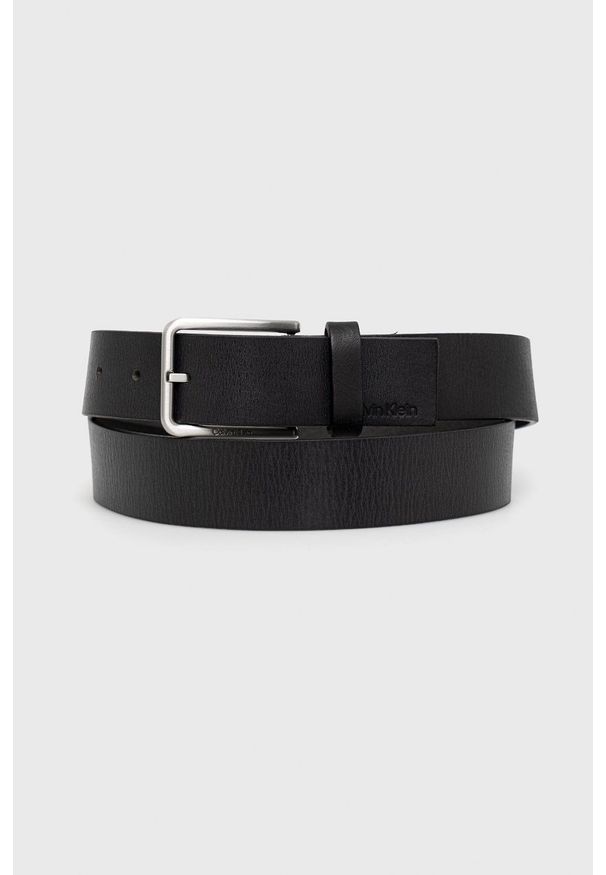 Calvin Klein pasek skórzany męski kolor czarny. Kolor: czarny. Materiał: skóra