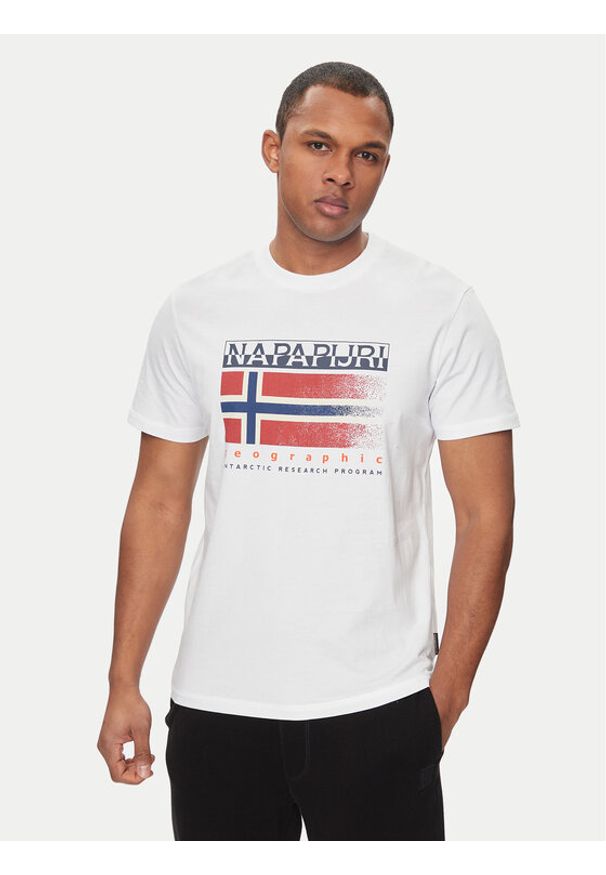 Napapijri T-Shirt S-Kreis NP0A4HQR Biały Regular Fit. Kolor: biały. Materiał: bawełna