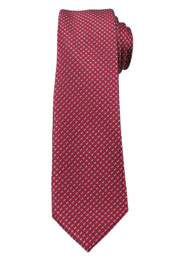 Bordowy Elegancki Krawat -Angelo di Monti- 6 cm, Męski, Drobny Wzór Geometryczny. Kolor: czerwony. Wzór: geometria. Styl: elegancki
