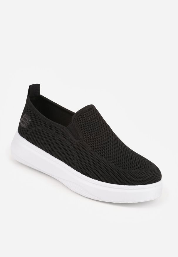 Born2be - Czarne Siateczkowe Tenisówki pod Kostkę na Grubej Podeszwie Phisiane. Okazja: na co dzień, na spacer. Kolor: czarny. Materiał: jeans. Szerokość cholewki: normalna. Styl: casual, sportowy, klasyczny