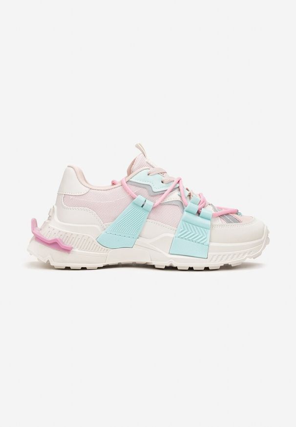 Renee - Zielone Sneakersy z Ozdobnym Sznurowaniem i Taśmami Larvel. Kolor: beżowy