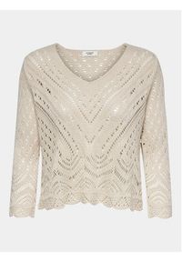 JDY Sweter New Sun 15212788 Beżowy Regular Fit. Kolor: beżowy. Materiał: syntetyk