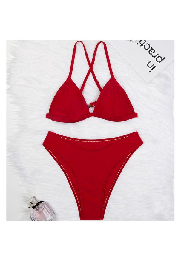 Intica - Bikini usztywniane z figami plażowe odporne na słońce i wodę Cassondra. Kolor: czerwony. Materiał: materiał
