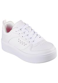 skechers - Buty do chodzenia dla dzieci Skechers Court High Color Z. Okazja: na co dzień. Kolor: biały. Materiał: syntetyk, materiał. Szerokość cholewki: normalna. Sport: turystyka piesza