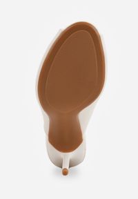 Renee - Białe Klapki na Szpilce z Wyciętą Cholewką Ariesona. Okazja: na imprezę, na co dzień. Kolor: biały. Materiał: jeans. Obcas: na szpilce. Styl: casual, klasyczny, elegancki #9