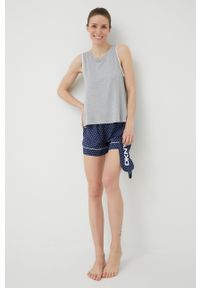 DKNY - Dkny piżama z opaską na oczy damska kolor granatowy. Kolor: niebieski