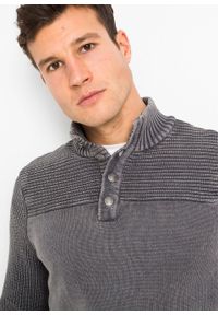 Sweter ze stójką bonprix szary łupkowy. Typ kołnierza: kołnierzyk stójkowy. Kolor: szary. Materiał: materiał #4