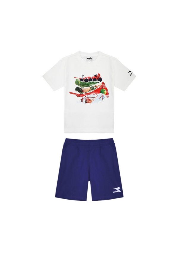 Komplet dziecięcy koszulka + spodenki Diadora Jb. SS Set PlayGround Junior. Kolor: niebieski, wielokolorowy, biały. Sport: piłka nożna