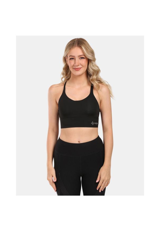 Damski biustonosz sportowy Kilpi MARI-W do intensywnych aktywności. Kolor: czarny. Sport: bieganie