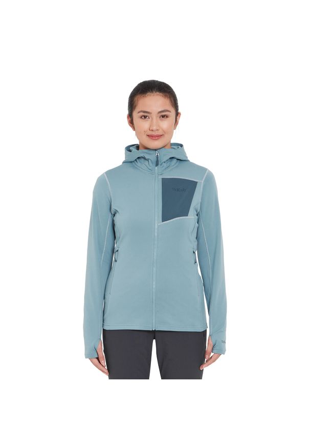 Bluza polarowa damska Rab Women's Superflux Hoody z kapturem. Typ kołnierza: kaptur. Kolor: niebieski. Materiał: polar
