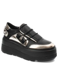 Czarne Sneakersy Armodo Modne Obuwie Damskie. Okazja: na co dzień. Kolor: czarny. Materiał: skóra, jeans. Styl: elegancki, casual