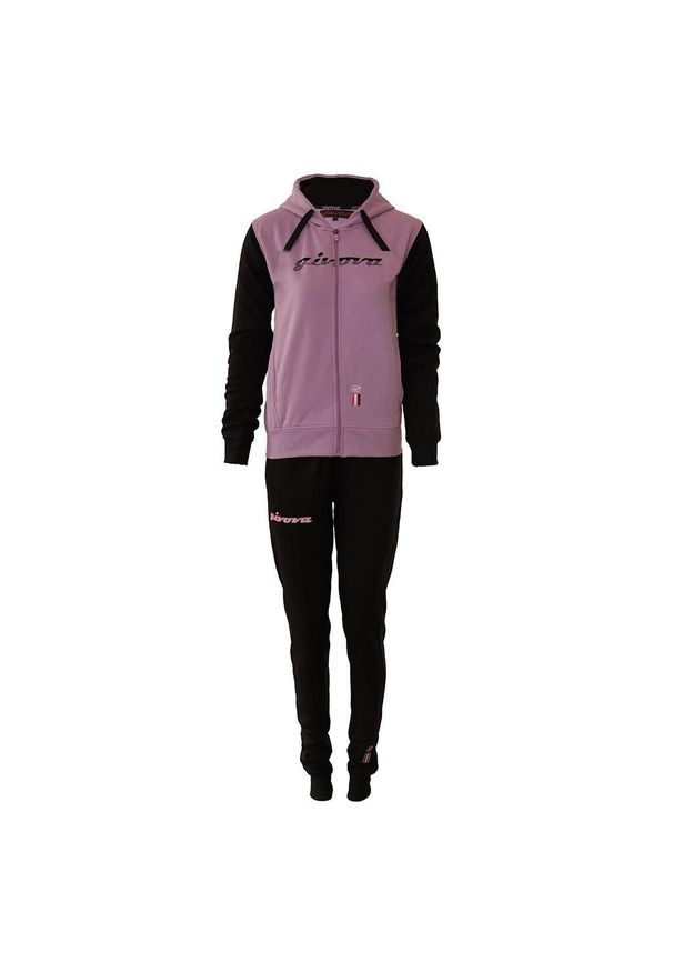 Damski dres Givova 103 z polaru z kapturem - XS. Kolor: wielokolorowy, fioletowy, czarny. Materiał: polar, dresówka
