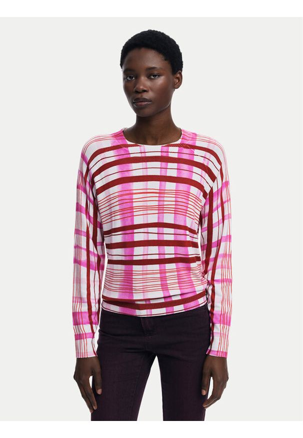 Desigual Sweter Noruega 25WWJF41 Czerwony Regular Fit. Kolor: czerwony. Materiał: wiskoza