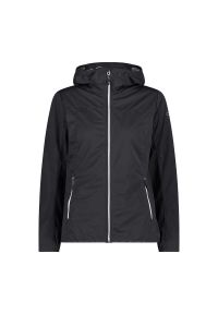 Kurtka przeciwdeszczowa damska z kapturem CMP. Typ kołnierza: kaptur. Kolor: czarny, wielokolorowy, biały. Sport: turystyka piesza #1