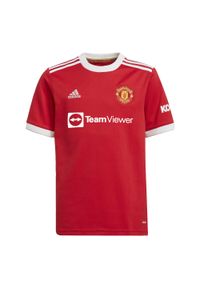 Koszulka do piłki nożnej dla dzieci Adidas jersey Manchester United 2021/22. Kolor: czerwony. Materiał: jersey. Sport: piłka nożna