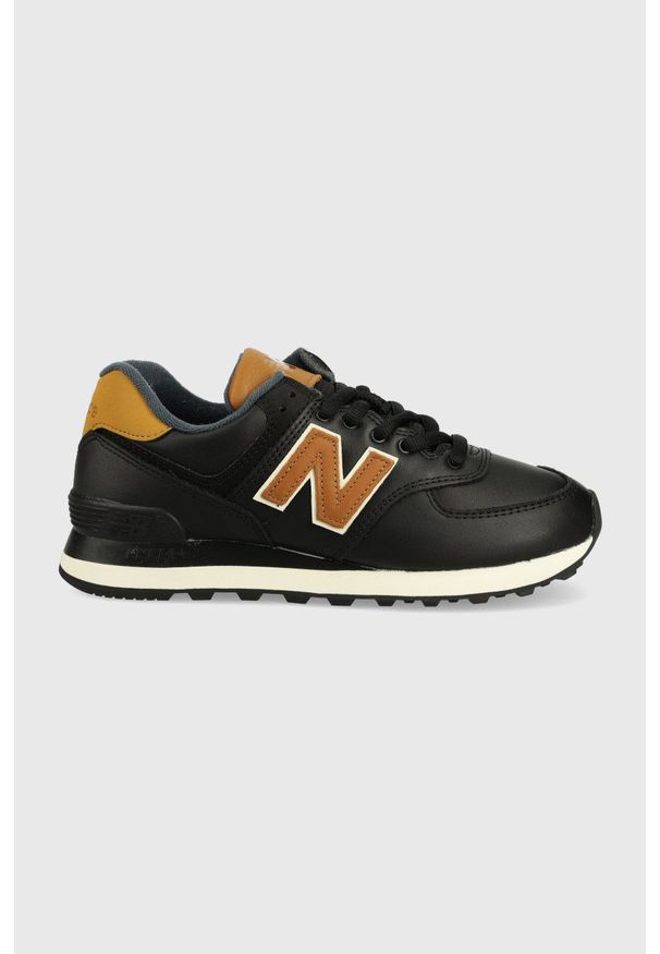 New Balance sneakersy skórzane ML574OMD kolor czarny. Nosek buta: okrągły. Zapięcie: sznurówki. Kolor: czarny. Materiał: skóra. Model: New Balance 574