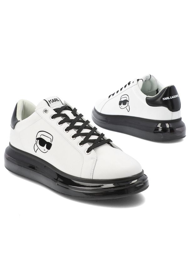 Białe Sneakersy Karl Lagerfeld Modne Obuwie Męskie. Kolor: biały. Materiał: skóra. Styl: klasyczny