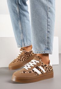 Born2be - Panterkowe Sneakersy w Stylu Tenisówek z Paskami Nilomira. Okazja: na co dzień. Zapięcie: pasek. Materiał: jeans #5